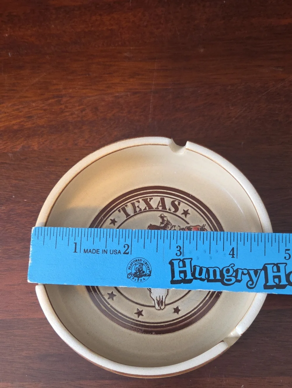 Vintage Texas Longhorn Ceramic Ashtray - Beige and Brown